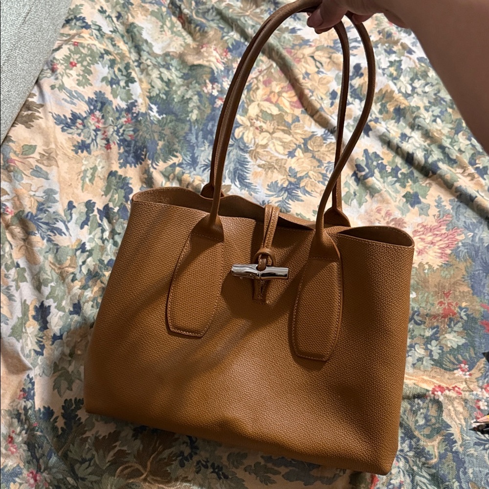 Longchamp Tan Leather Tote Bag roseau